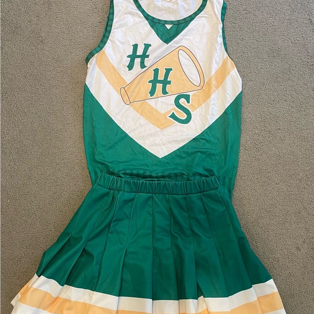 Green and Gold Cheerleader Costume